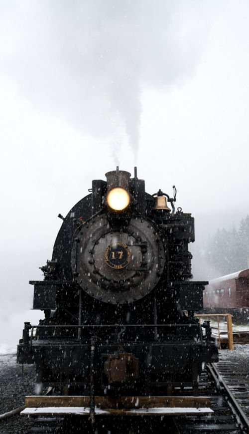 Old steam engine on Christmas Eve in Washington