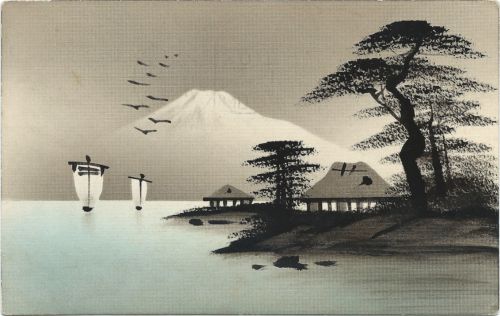 Postcard with Japanese painting